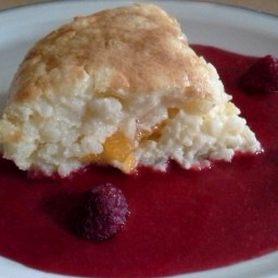 Reisauflauf mit Himbeersoße